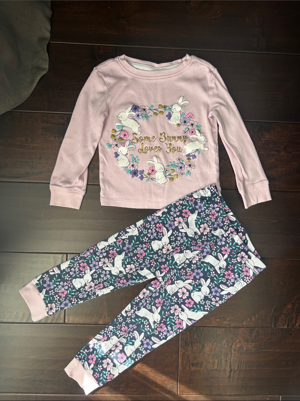Anko Bunny Floral Flowers Pajamas 2T